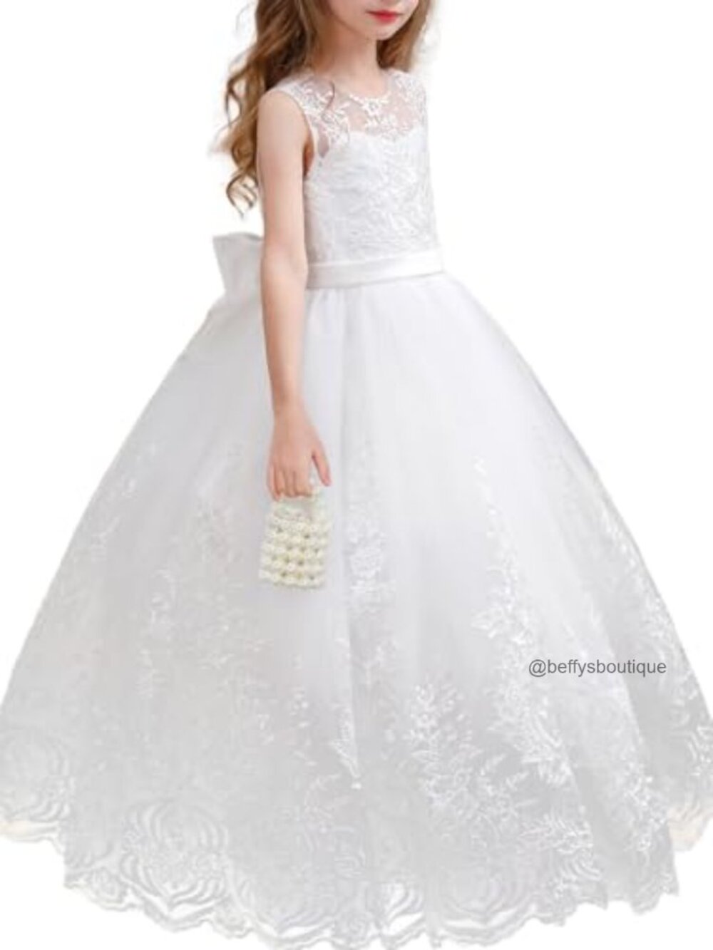 Girls Flower Girl Dress Embroidered Tulle Lace Princess Ball Gown